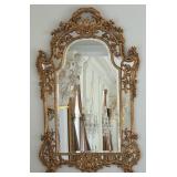 Beveled Mirror With Ornate Gold Gilt Frame