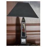 Reflective Obelisk Table Lamp W/ Fabric Shade