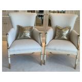 Pair Of French-Style Armchairs With Moir Pattern