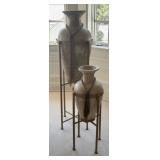 Ultimate Mfg. Textured Pottery Vases On Stands