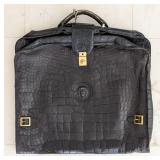 Vtg Versace Black Crocodile Suit Luggage Bag