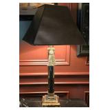 Neoclassical Brass & Black Marble Table Lamp