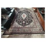 Wool Pile Area Rug With Floral Design