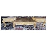 French-Style Carved Wood Coffee & Side Tables With