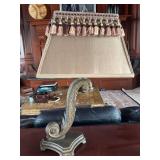 Metal Acanthus Leaf Table Lamp With Tassel Accents