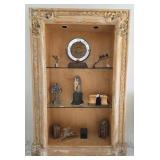 Distressed Light Oak Baroque Open Curio Cabinet