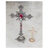 Embellished Brass & Resin Cross & Metal & Velvet C