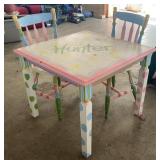 Painted Wood Table & (2) Chairs
