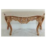 Rococo-Style Carved Wood Console Table Featuring a