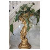 French-Style Carved Wood Cherub Planter
