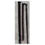 (3) African Iron Wood Walking Sticks With Exotic B