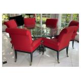 Glass Top Dining Table With (6) Neo-Classical Styl