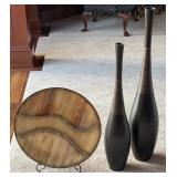 Decorative Lacquer Bowl & Floor Vases