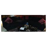 Black 3 Piece Micro-Suede "L" Sectional With Pil