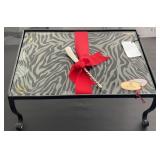 Stoneware Mugs & Glass Top Zebra Pattern Cheese Tr