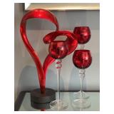 Abstract Heart Sculpture & Stemmed Glass Tealight