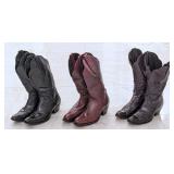 (3) Pairs of Loveless Custom Boots Black & Brown L