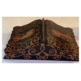Painted Wood Desktop Correspondence Box With Tiger