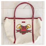 2008 Gucci UNICEF Red Leather Tattoo Heart Tote Ba