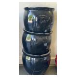 (3) Black Plastic Fishbowl Planters