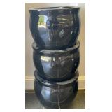 (3) Black Plastic Fishbowl Planters