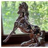 Italian Laminated Silver Rearing Horse Figurine
