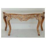 Rococo-Style Carved Wood Console Table Featuring a