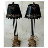 Pair Of Vintage French-Style Bouillotte Table Lamp