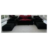 Black Microfiber Couch & Armchairs With Matching O