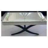Modern Mirrored Top Coffee Table With Wood Geometr