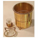 Hollywood Regency-Style Wastebasket w/ Plastic Lin