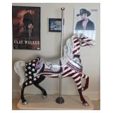 Patriotic Carousel Horse With American Eagle "Whe
