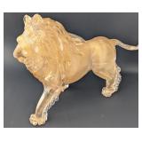 Signed Murano Glass Crystal Lion w/ 24k Gold Flake