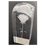 3D Laser Etched Crystal Rose Paperweight