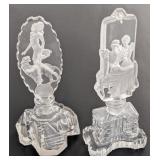 (2) Czech Art Deco Crystal Perfume Bottle w/ Etche