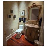 Contents Of Half Bathroom Includes Wall Art, Mirro