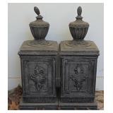 2 Neoclassical Style Ourdoor Storage Urns featurin