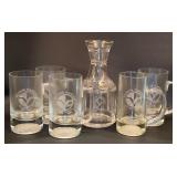 Victoria National Golf Club Cut Crystal Carafe & (