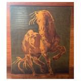 Glossed Equestrian Print On Canvas