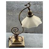 Art Deco Stayle Brass Table Lamp With Frosted Glas