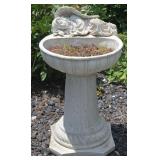 Concrete Birdbath With Sleeping Angel Adornment