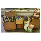 Boxes Of Easter Decor - Includes Baskets, Statues,