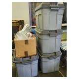 5 Bins/Boxes Of Clear Glass Candleholders