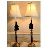Pair of Regency-Style Candlestick Table Lamps w/ W