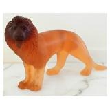 Daum France Pate de Verre Amber Glass Lion Sculptu
