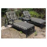Neoclassical Style Chaise Lounge Set With Table
