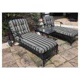 Neoclassical Style Chaise Lounge Set With Table