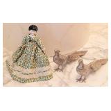 Pair of Pheasant Sculptures and German Style Porl