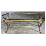 Maison Jansen-Style Brass 2-Tier Glass Table w/Ram