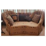Custom Lion Pattern Beige Tufted Curved Sofa